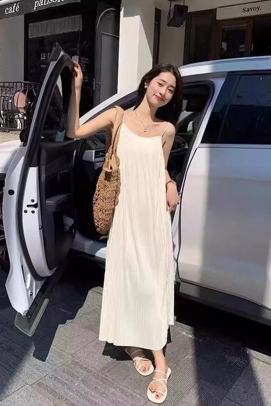 Draping Slim Fit All-match Pleated Dress