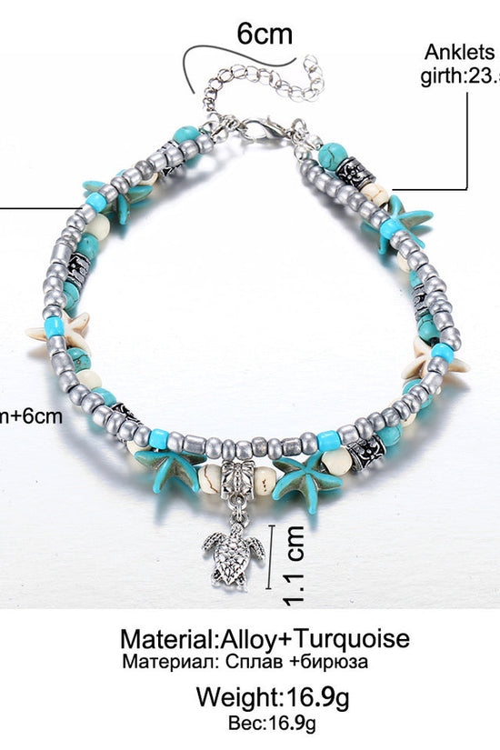 Simplicity Anklets Green Blue Color Star Fish Anklet Women Beach Foot Jewelry Leg Chain Ankle Bracelets Foot Accessory
