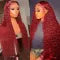 Creative And Versatile Wine Red Long Front Lace Wig