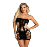 Strapless Striped Elegant See-through Swimsuit Dress