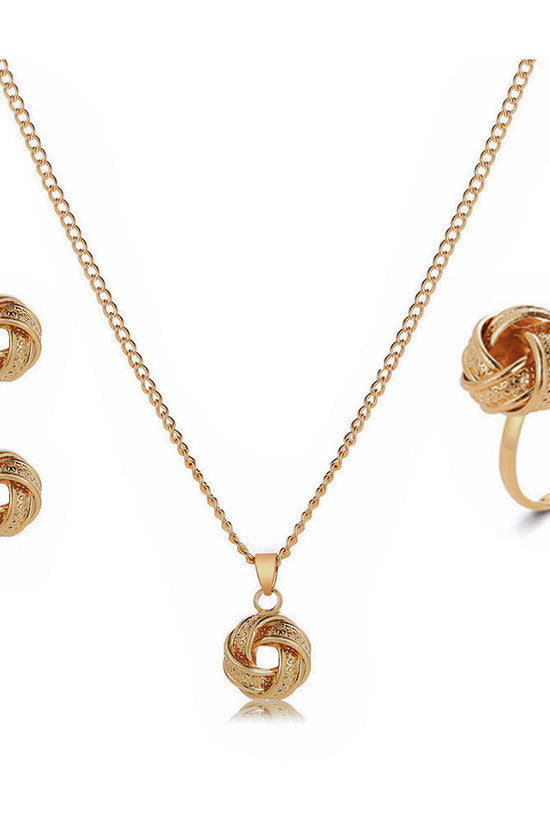 Twisted Bends And Hitches Creative Knotted Necklace Ear Stud Ring Jewelry Suit