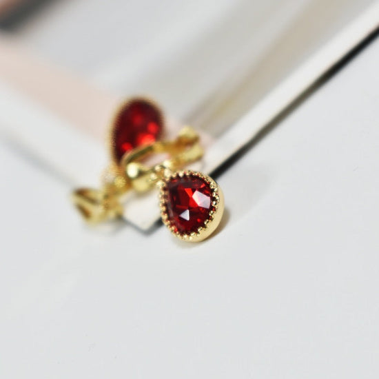 Red Large Pigeon Blood Red Gemstone Earrings