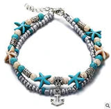 Simplicity Anklets Green Blue Color Star Fish Anklet Women Beach Foot Jewelry Leg Chain Ankle Bracelets Foot Accessory