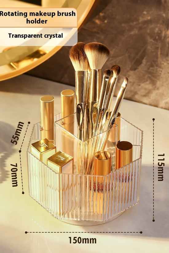 Desktop Grid Rotating Cosmetic Brush Storage Container
