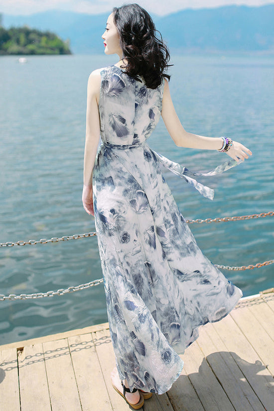 Women's Printed Sleeveless Bohemian Long Dress