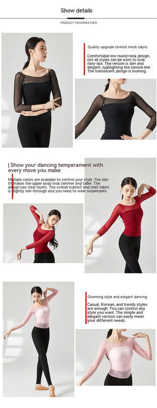 Dancing Dress Mesh Top For Women Ballet Practice Clothes Gym Outfit Shapewear Outer Wear Gauze Clothes