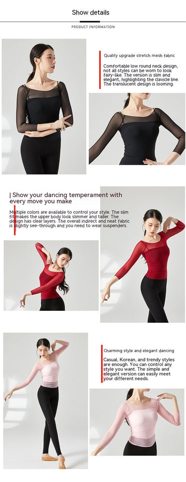 Dancing Dress Mesh Top For Women Ballet Practice Clothes Gym Outfit Shapewear Outer Wear Gauze Clothes