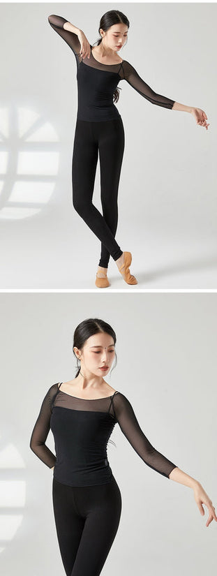 Dancing Dress Mesh Top For Women Ballet Practice Clothes Gym Outfit Shapewear Outer Wear Gauze Clothes