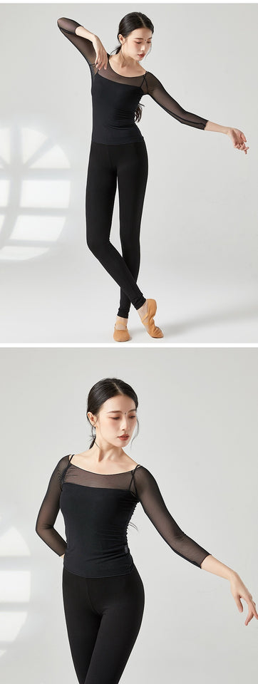 Dancing Dress Mesh Top For Women Ballet Practice Clothes Gym Outfit Shapewear Outer Wear Gauze Clothes