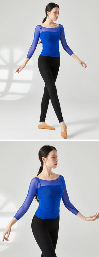 Dancing Dress Mesh Top For Women Ballet Practice Clothes Gym Outfit Shapewear Outer Wear Gauze Clothes