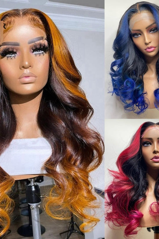 Gradient Orange Yellow Blue And Green Real Hair Headgear