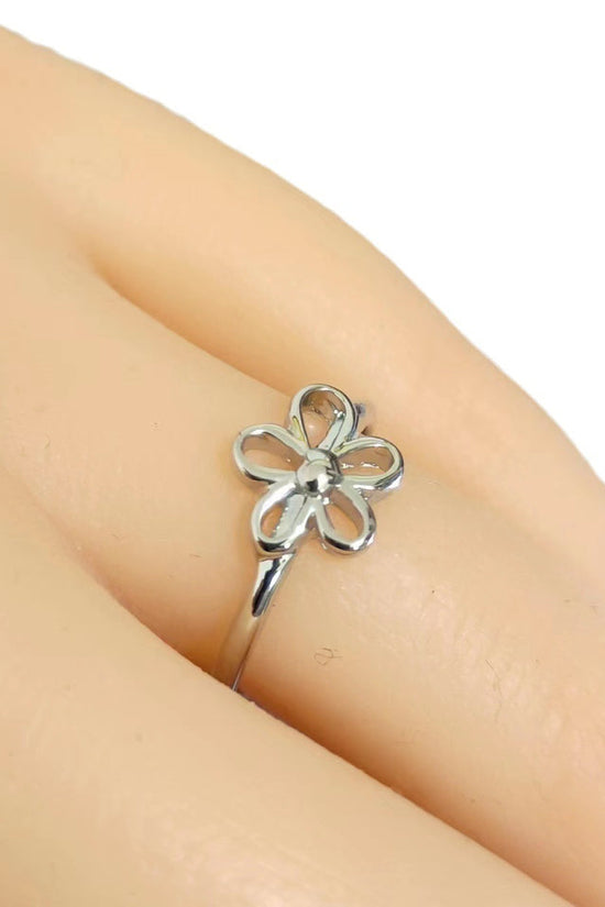 Thai Silver Sweet And Simple Hollow Silver Small Flower Open Index Finger Ring