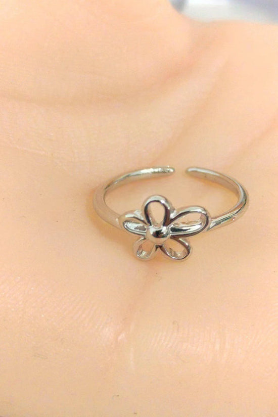 Thai Silver Sweet And Simple Hollow Silver Small Flower Open Index Finger Ring