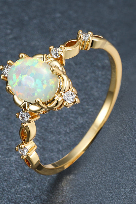 Drop-shaped Inlaid Zircon Alloy Ring