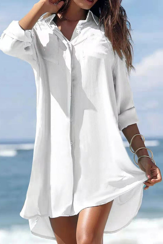 Old Women's Printed Plus Size Beach Sun Protection Shirt Dress