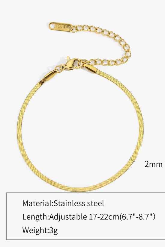 Simple Steel Peptide 18K Gold Plating Chain Like Flat Snake Bracelet