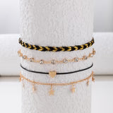 Korean Style Alloy Diamond XINGX Pendant Anklet Four-piece Set