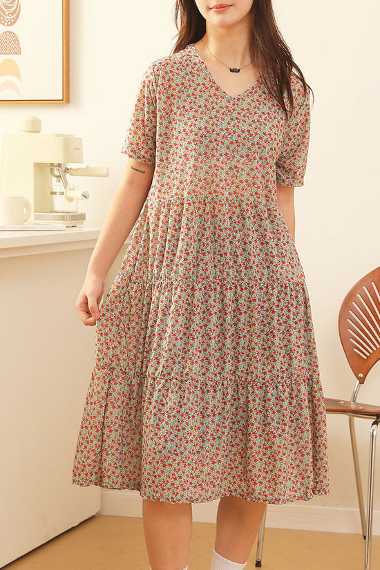 Comfortable Nightdress Women's Short Sleeve Floral Slimming Dress