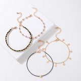 Korean Style Alloy Diamond XINGX Pendant Anklet Four-piece Set