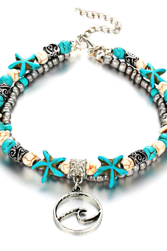 Simplicity Anklets Green Blue Color Star Fish Anklet Women Beach Foot Jewelry Leg Chain Ankle Bracelets Foot Accessory