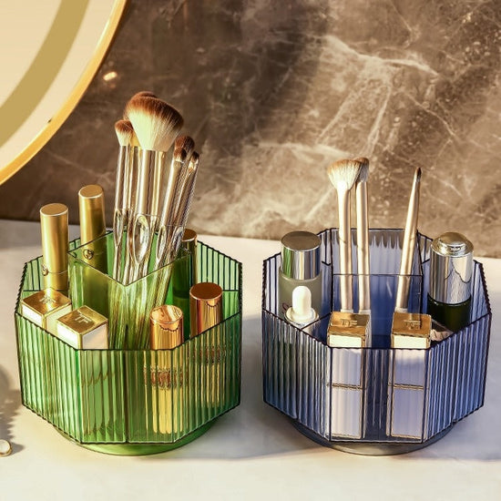 Desktop Grid Rotating Cosmetic Brush Storage Container