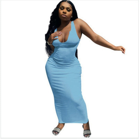 Women's Suspender Vest Deep V-neck Dress