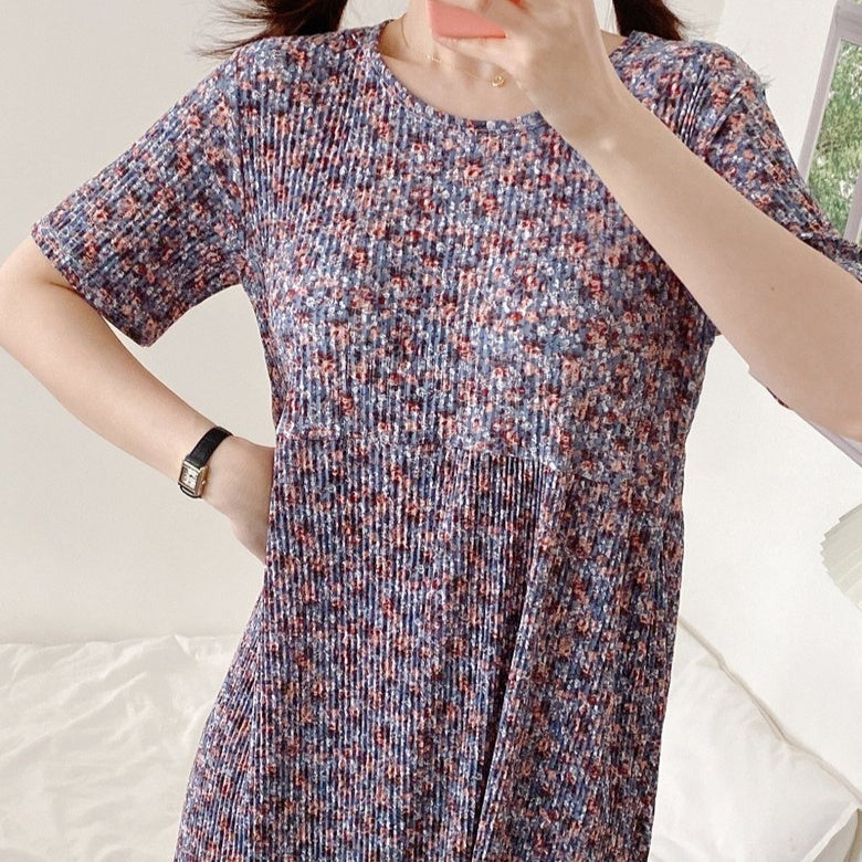 Comfortable Nightdress Women's Short Sleeve Floral Slimming Dress