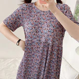 Comfortable Nightdress Women's Short Sleeve Floral Slimming Dress