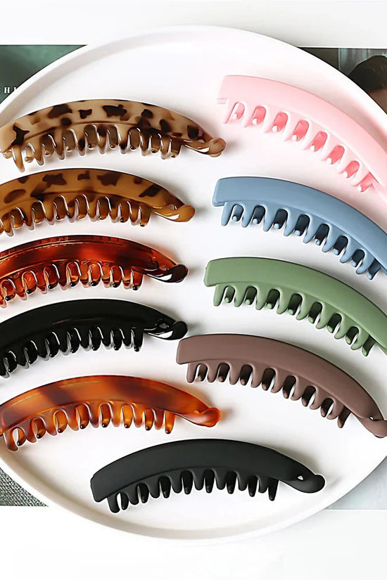 Frosted Solid Color Banana Hair Clips – Fashion Ponytail Barrettes & Hair Claws for Women