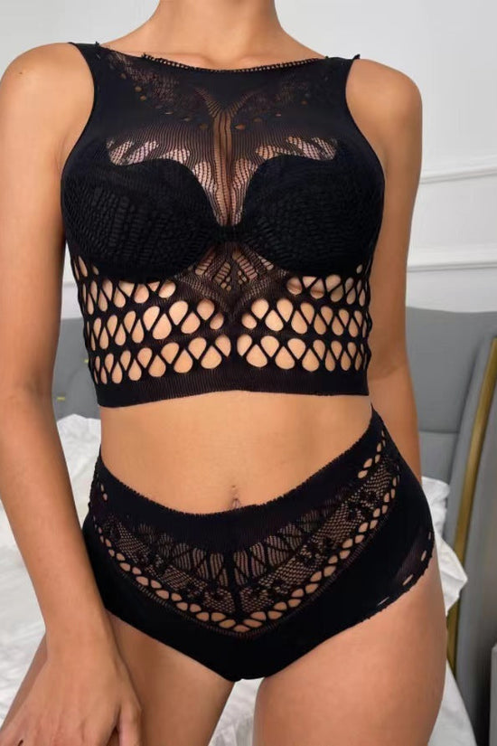 Women's Hollow-out Fishnet Clothes Bikini Suit