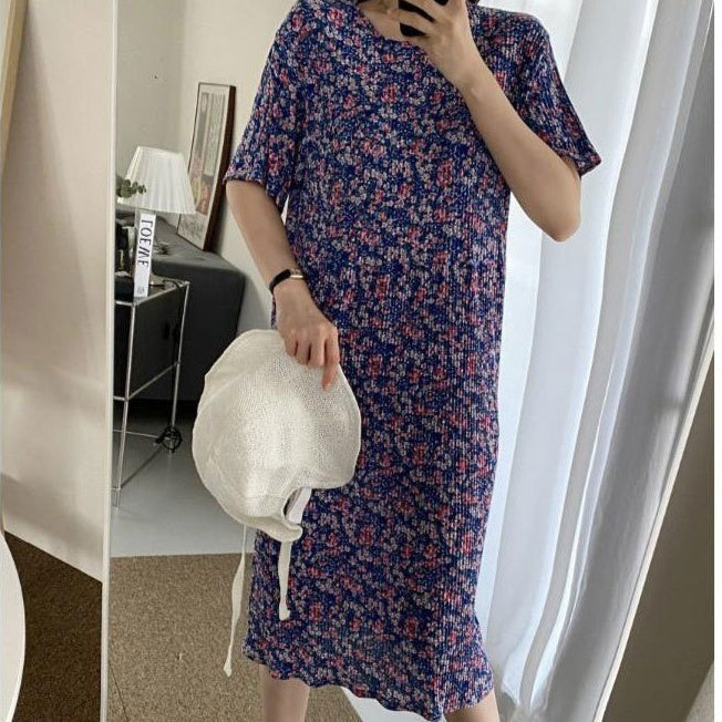 Comfortable Nightdress Women's Short Sleeve Floral Slimming Dress