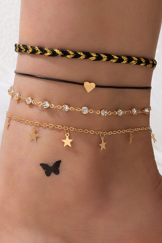 Korean Style Alloy Diamond XINGX Pendant Anklet Four-piece Set