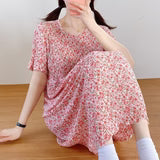 Comfortable Nightdress Women's Short Sleeve Floral Slimming Dress