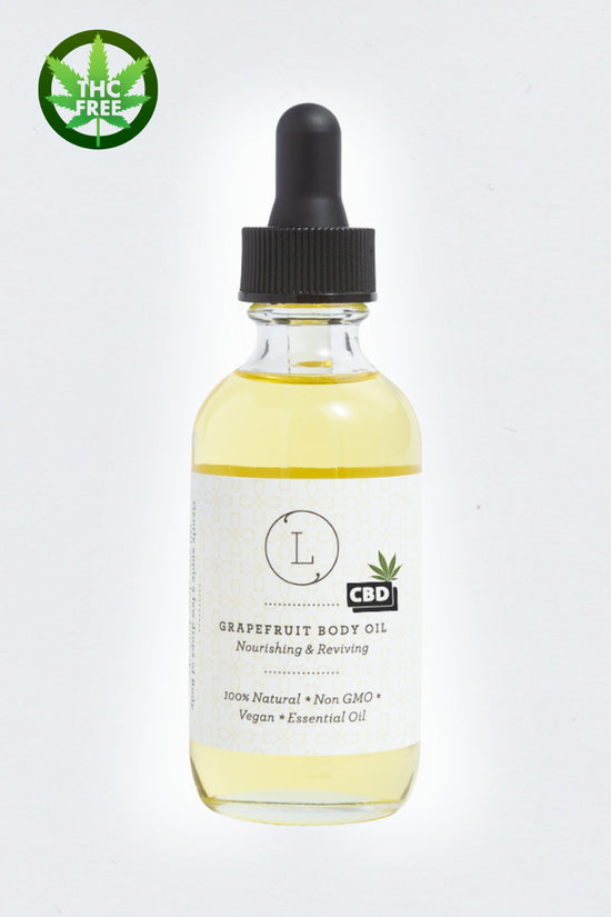 CBD Natural Body Oil with CBD, Grapefruit Moisturizing Body Oil (THC free)