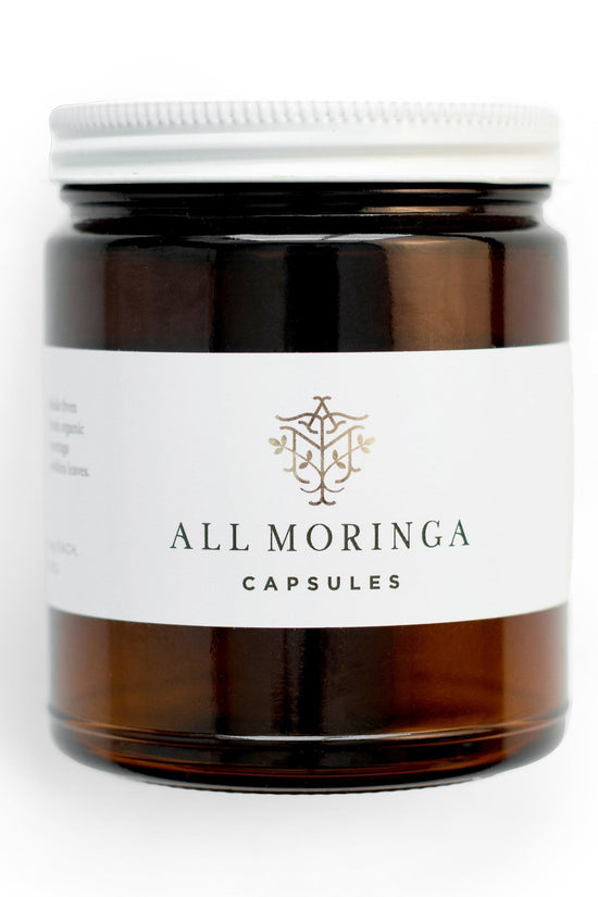 Premium Organic Moringa leaf Powder Supplements in Vegan Capsules 120ct in a Glass Jar. Non-GMO, Complete Green Superfood