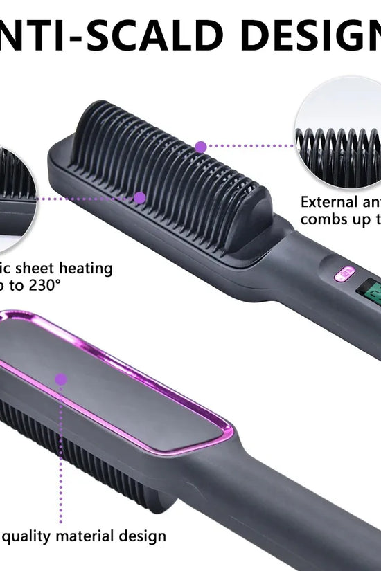Electric Hot Comb Straightener Brush Tool
