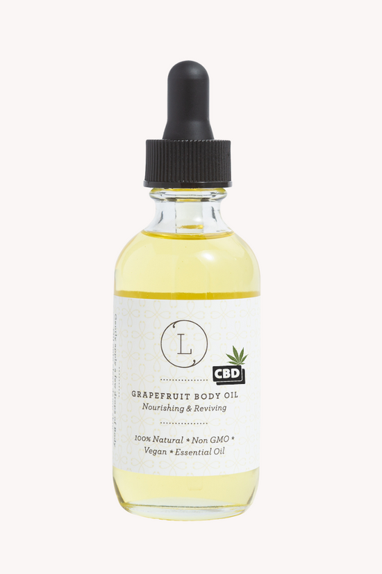 CBD Natural Body Oil with CBD, Grapefruit Moisturizing Body Oil (THC free)