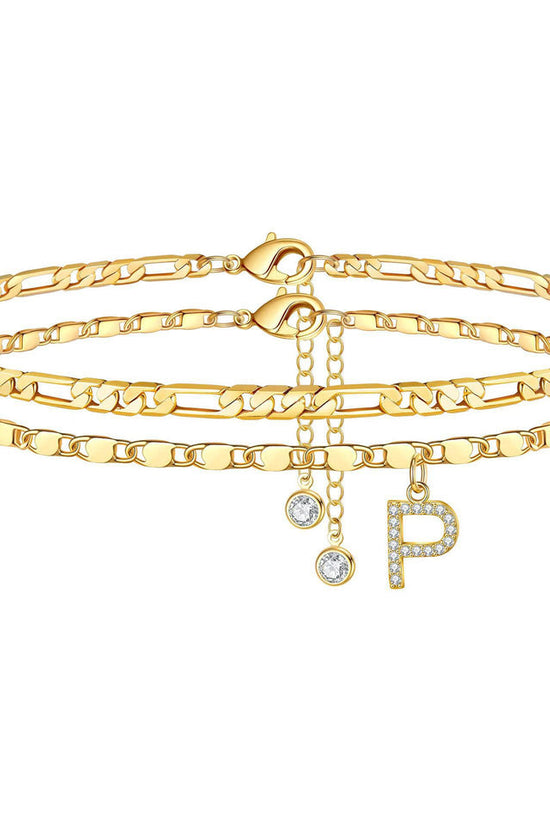 Side Tablet Chain Double Layer Twin Letter Pendant Anklet Ornamen