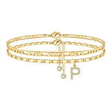 Side Tablet Chain Double Layer Twin Letter Pendant Anklet Ornamen
