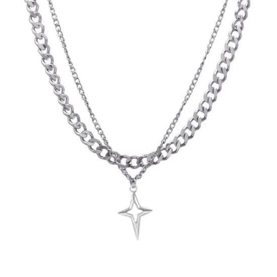 Double-layer Necklace Cross Personality XINGX Cold Style
