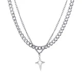 Double-layer Necklace Cross Personality XINGX Cold Style