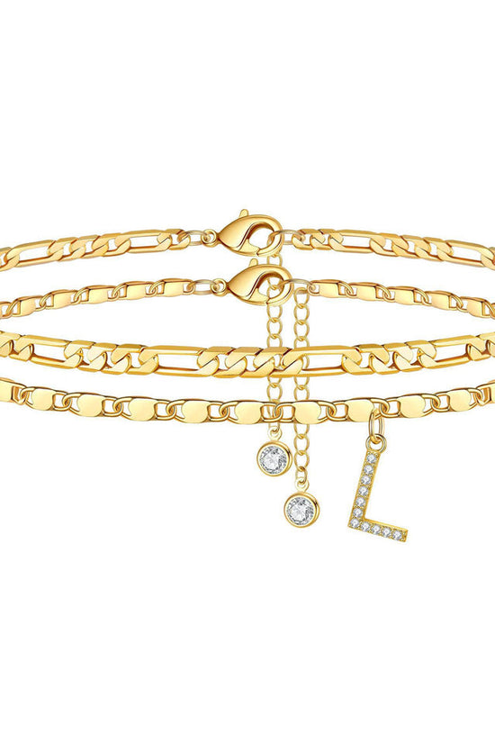 Side Tablet Chain Double Layer Twin Letter Pendant Anklet Ornamen