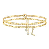 Side Tablet Chain Double Layer Twin Letter Pendant Anklet Ornamen