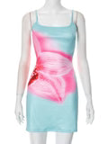 Sleeveless Backless Camisole Floral Print Skinny Sheath Dress
