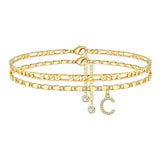 Side Tablet Chain Double Layer Twin Letter Pendant Anklet Ornamen
