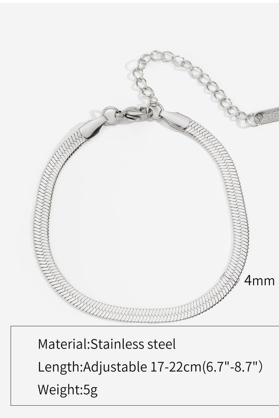 Simple Steel Peptide 18K Gold Plating Chain Like Flat Snake Bracelet