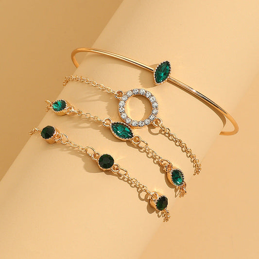 Geometric Rhinestone Bracelet Water Drop Bracelet Suit