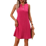Women's Elegant Pleated Sleeveless V-neck Dress