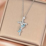Exquisite Elegant Butterfly Cross Pendant Necklace
