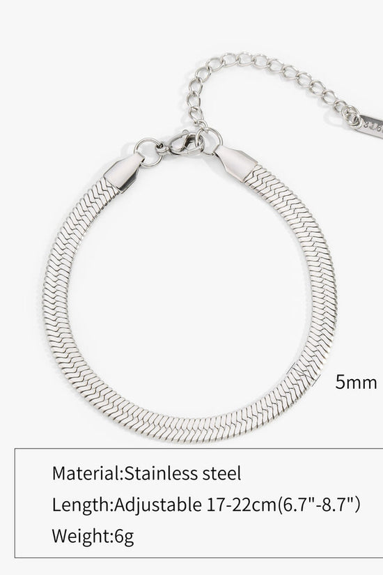 Simple Steel Peptide 18K Gold Plating Chain Like Flat Snake Bracelet